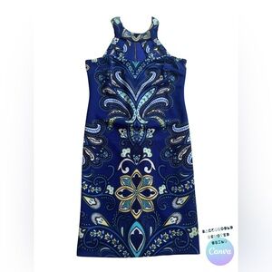 INC International Concepts Blue Embellished Halter‎ Mini Dress